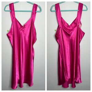 Vtg 1990s intimate Pleasures Magenta Satin Wide Strap Bias Cut Nightie Plus 2X